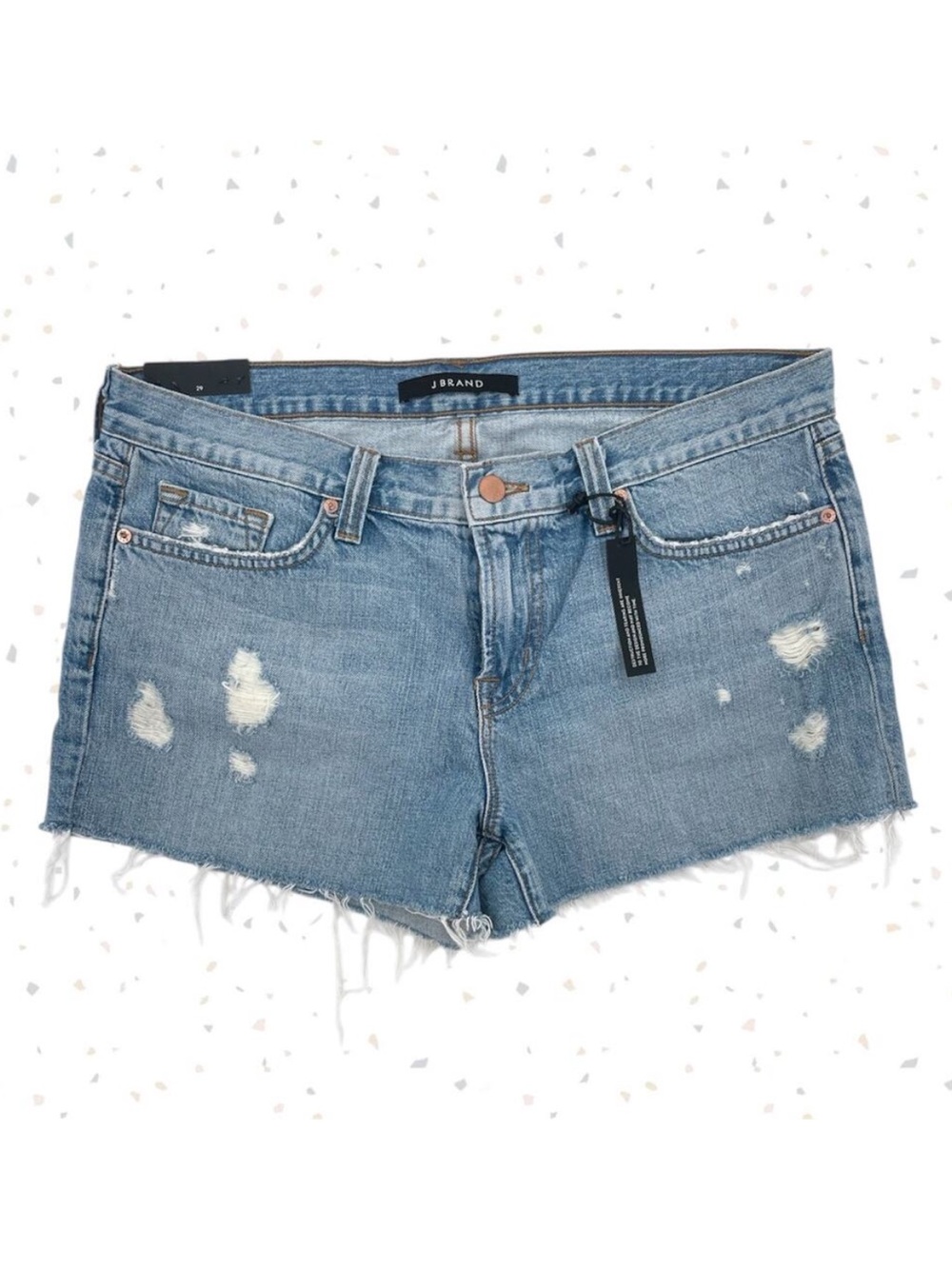 J Brand Denim Cut Off Low Rise Over Blue Jean Shorts Raw Distressed Size 29 NEW